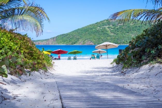 Picturesque beach scene, white sands and turquoise waters, Culebra, Puerto Rico.