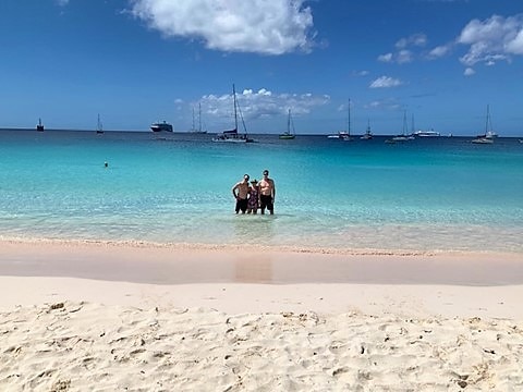 Hilton Grand Vacation Owner posing, Barbados vacation. 