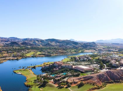 Aerial view of Lake Las Vegas, a man-made lake and planned community near Las Vegas, Nevada