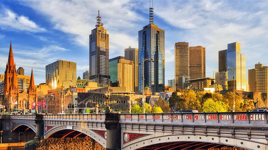 Skyline image of Melbourne, Australia.